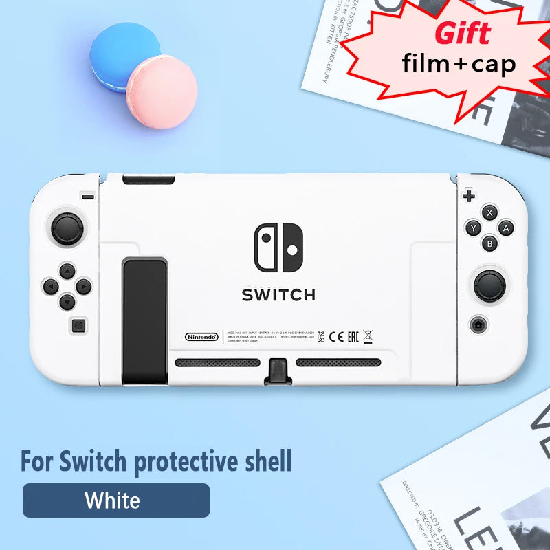 Protective Case & Film for Nintendo Switch – Rocker Cap Handle, Hard Base Cover with Skin-Friendly Gradient Design