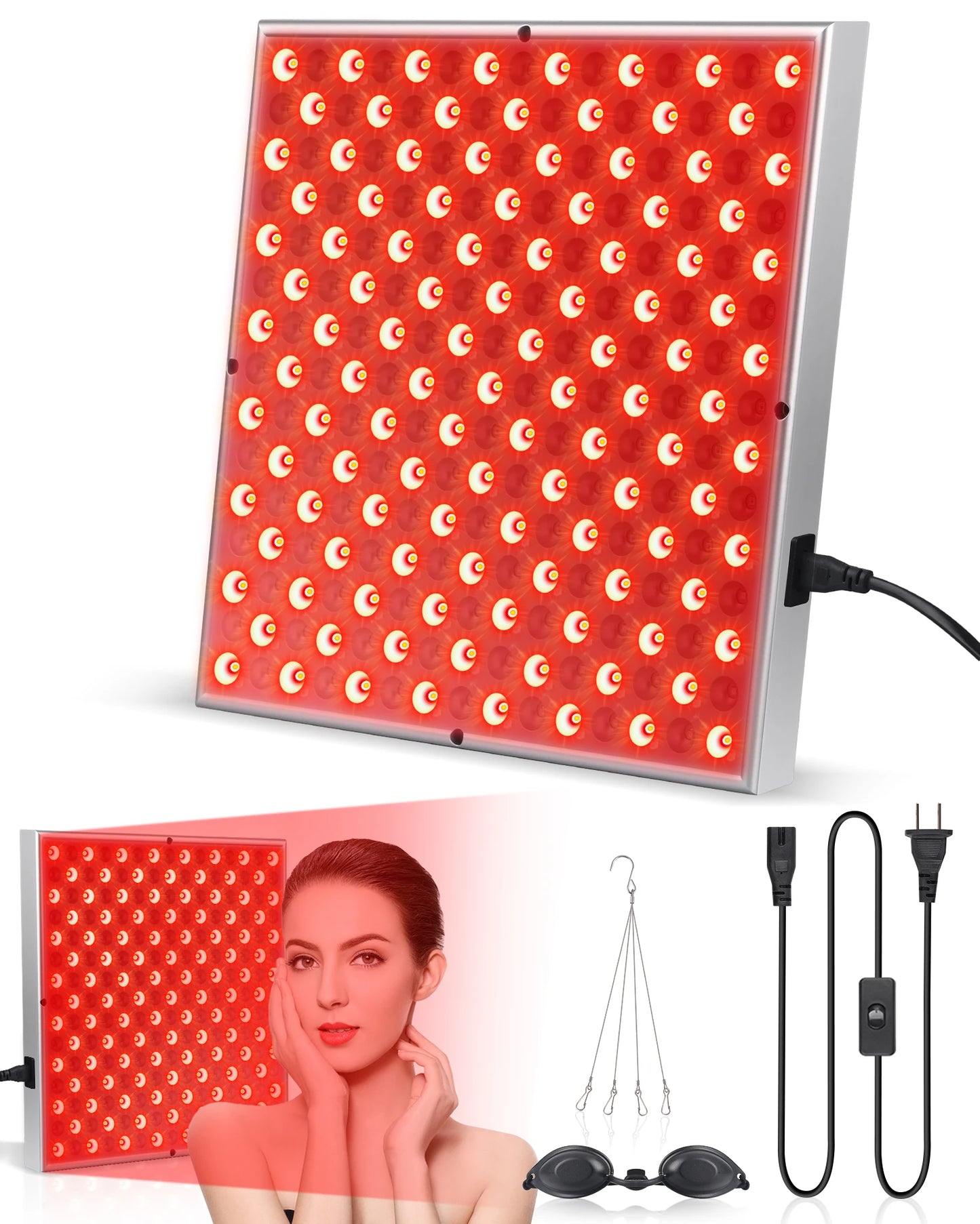 LED Red Light Therapy Panel Lamp – Anti-Aging Facial Skin Care, 225 LED Lights for Body Pain Relief & Physical Therapy