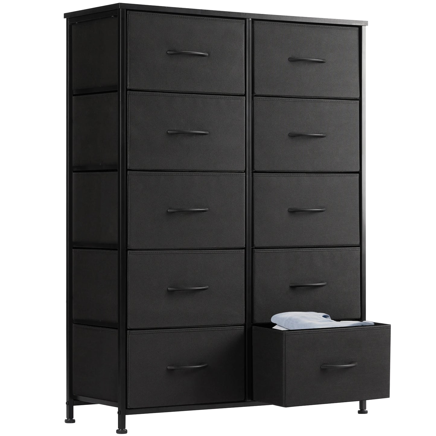 Bedside Table with 10 Fabric Drawers – Steel Frame Storage Cabinet for Bedroom & Living Room