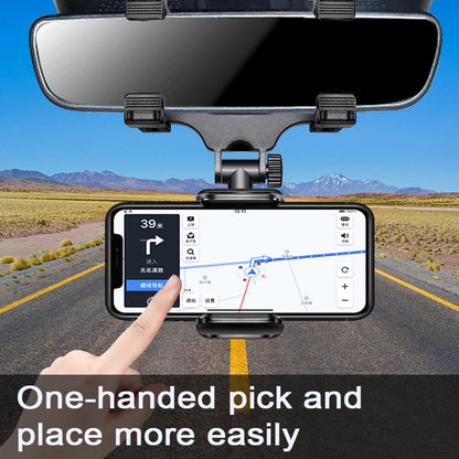 SEAMETAL Rearview Mirror Phone Holder - Adjustable Rotating Car Mount for Stable Smartphone Navigation