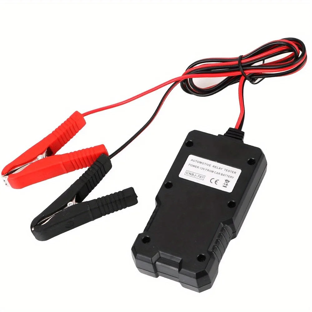 12V Automotive Relay Tester - Portable Car Relay Diagnostic Tool with Battery Clips