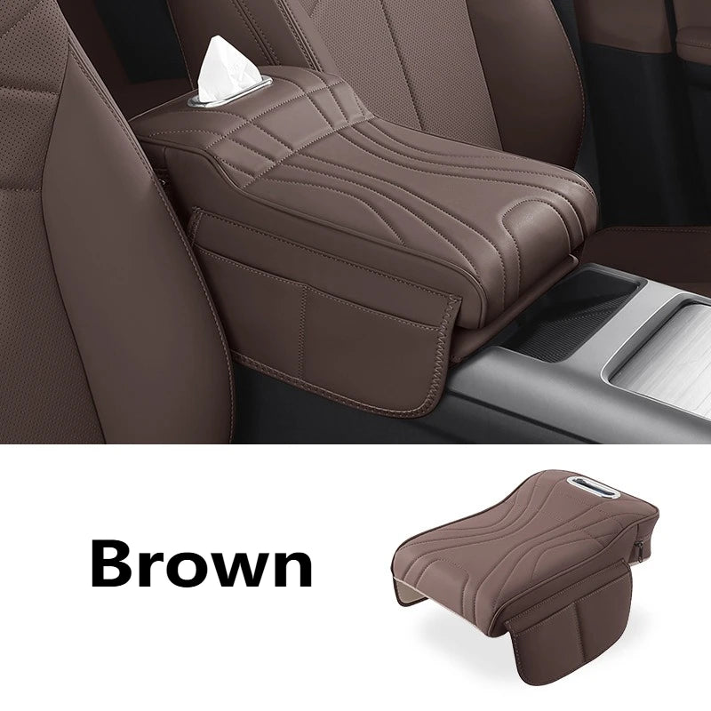Car Armrest Height Increase Pad with Storage Bag – Leather Center Console Cover for Jaecoo J7, Jetour T2 & Haval H9 (2024–2025)