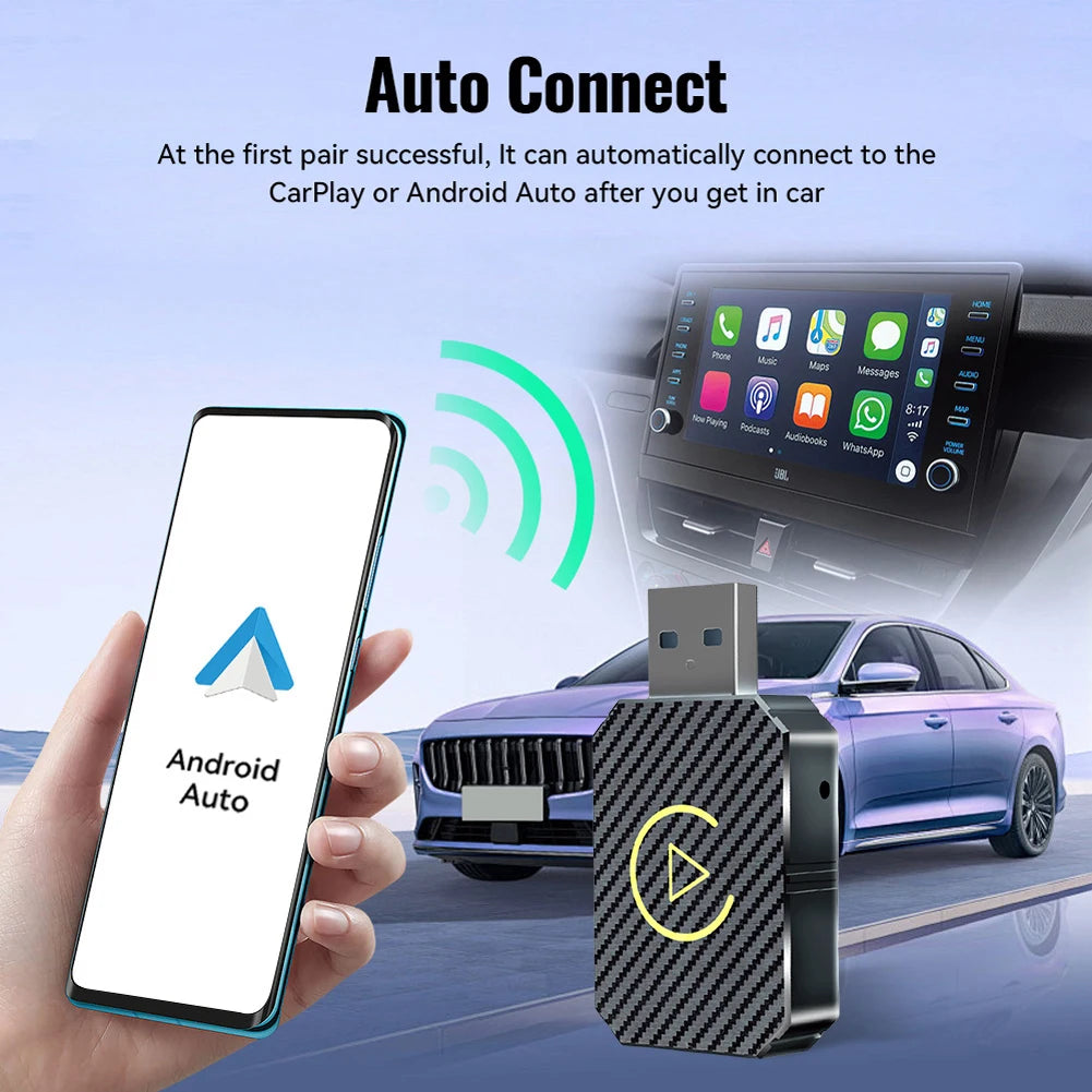2-in-1 Wireless CarPlay & Android Auto Adapter — WiFi & BT5.0 Smart Mini Dongle, Plug & Play Fast Connect