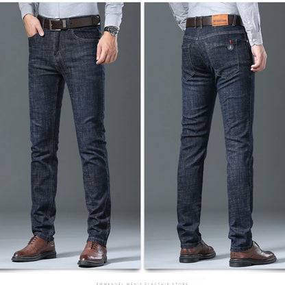 Men’s All-Match Brand Trousers – High-Quality Business Casual High Waist Denim Jeans for All Seasons