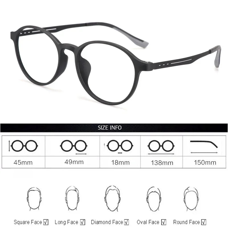 CLLOIO Ultra-Light TR90 Blue Light Blocking Reading Glasses – Classic Round Titanium Frame Optical Eyewear for Men & Women