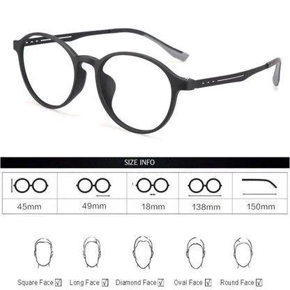 CLLOIO Ultra-Light TR90 Blue Light Blocking Reading Glasses – Classic Round Titanium Frame Optical Eyewear for Men & Women