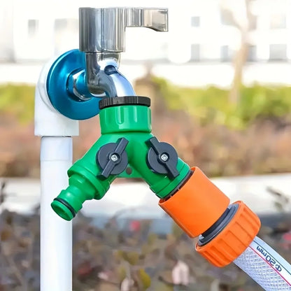 Y-Shaped Garden Hose Connector - Two-Way Faucet Diverter Adapter for Household Watering & Outdoor Use