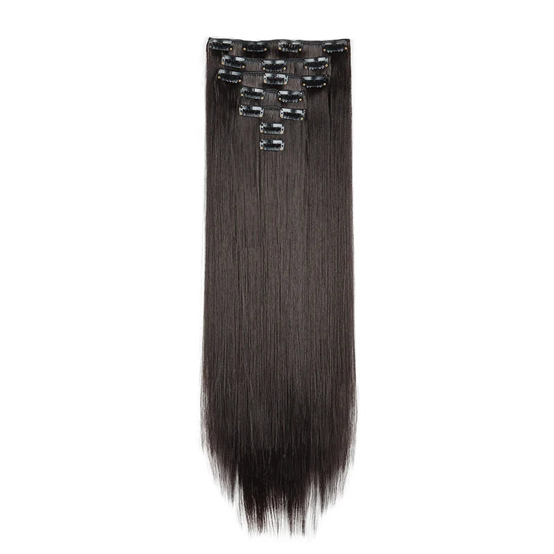 WIGSIN 24-Inch Straight Hair Extensions - 7-Piece Clip-In Synthetic Hair Set for Women