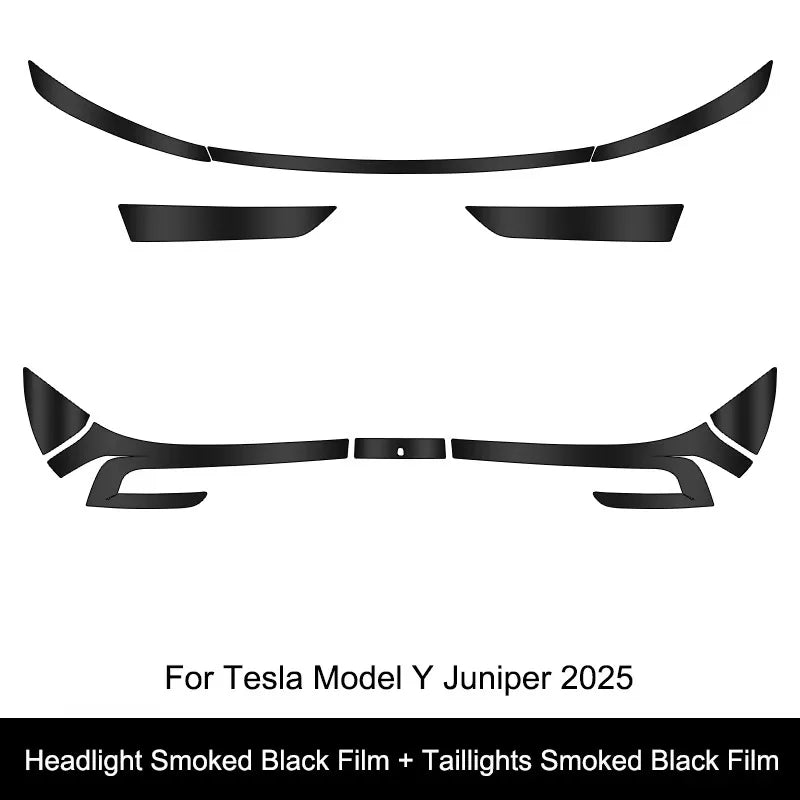 Tesla Model Y 2025 TPU Blackened Headlight & Taillight Protective Film – Juniper Color Changing Film