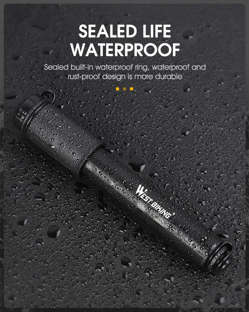 WEST BIKING 130PSI Mini Bike Pump – Portable Aluminum Alloy Hand Air Pump for MTB & Road Cycling, Drop-Proof & Ultralight