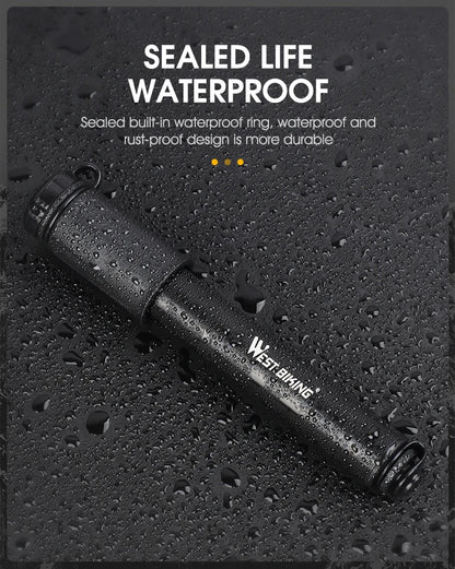 WEST BIKING 130PSI Mini Bike Pump – Portable Aluminum Alloy Hand Air Pump for MTB & Road Cycling, Drop-Proof & Ultralight