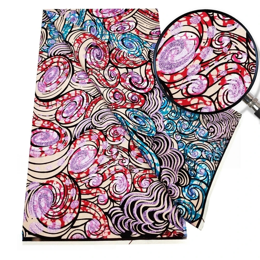 Original African Wax Print Fabric - 6 Yards 100% Cotton Nigerian Ankara Sewing Material for Women’s Dresses