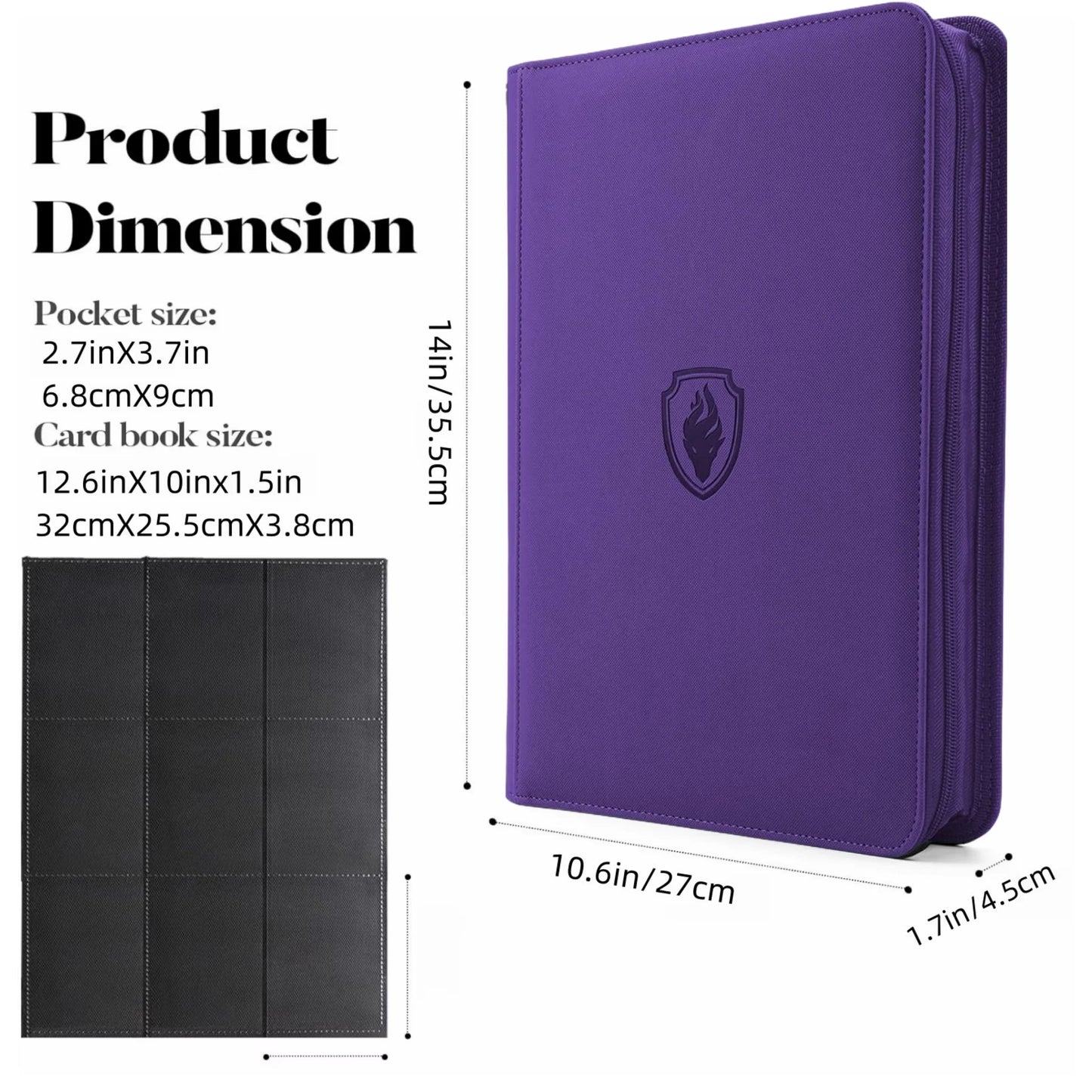 9-Pocket Trading Card Binder - 360-Card Zipper Album with Premium PU Cover