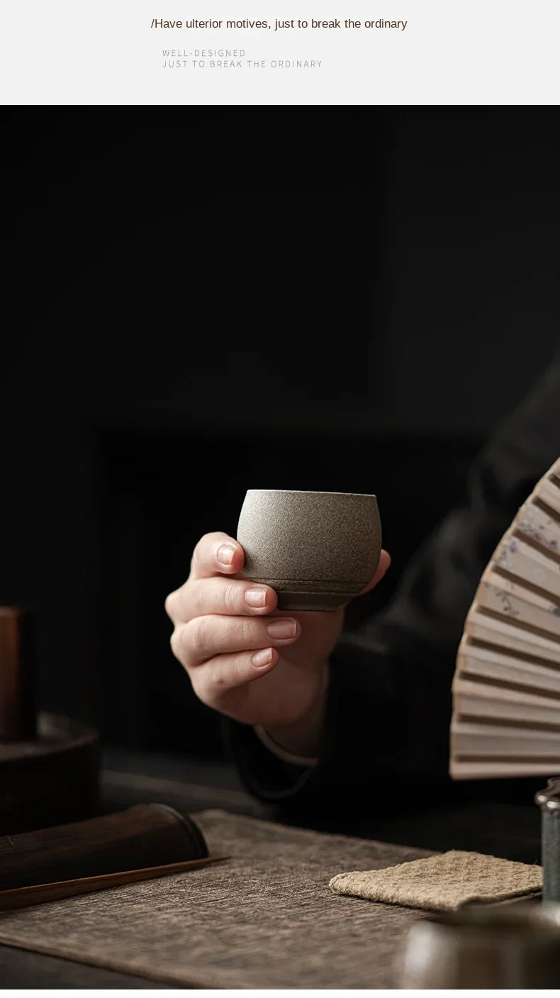 Japanese Handmade Stoneware Tea Cup – Small Kung Fu Single Teacup Vintage Style
