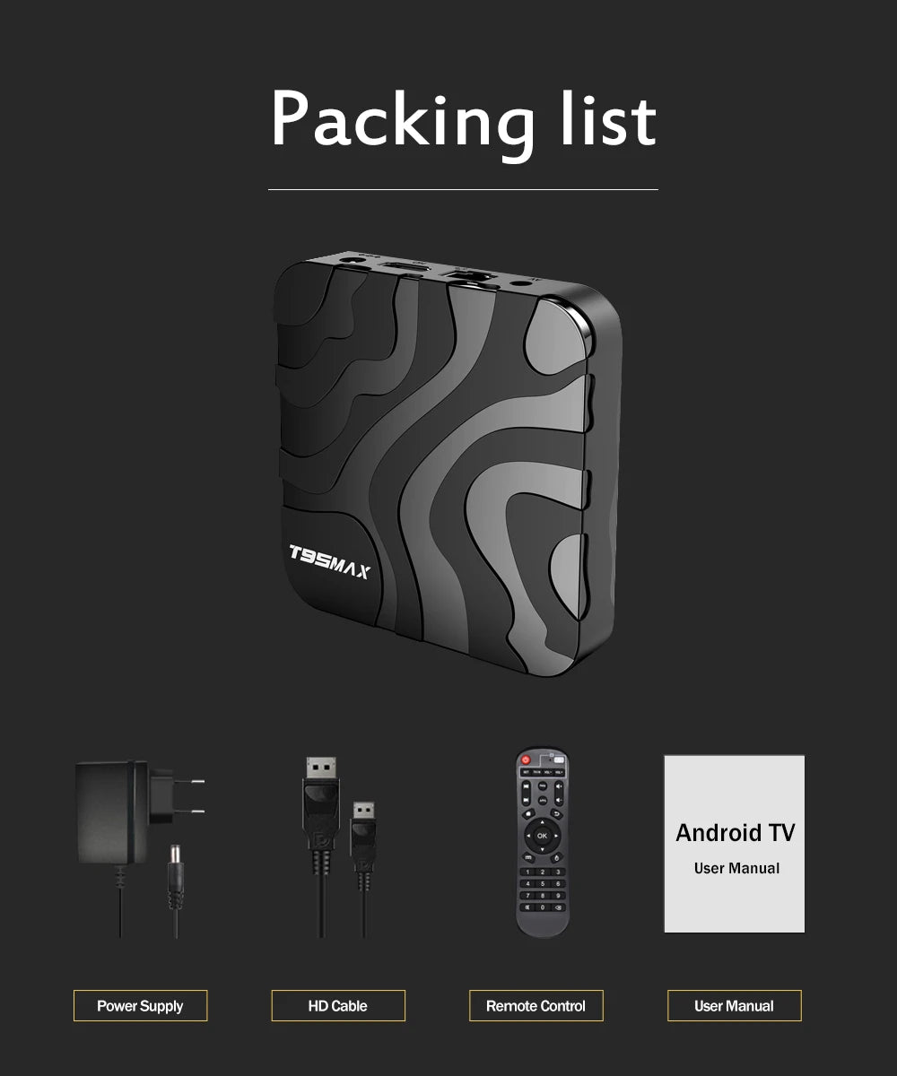 New H618 T95 Max Android 14 Smart TV Box - 8GB RAM, 128GB/64GB Storage, Double WiFi 2.4G & 5.8G, 6K 3D, Voice Assistant Media Player