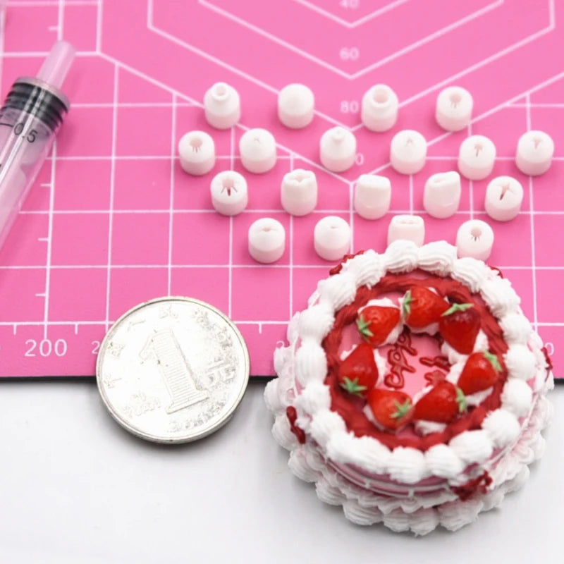 19pcs Mini Nozzle Set - Pottery Clay & Dessert Food Toy Piping Tips, Milk Cream & DIY Miniature Cake Tools