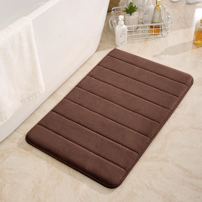 Coral Velvet Bathroom Mat - Anti-Skid Absorbent Toilet & Bathtub Floor Mat, Entrance Rug