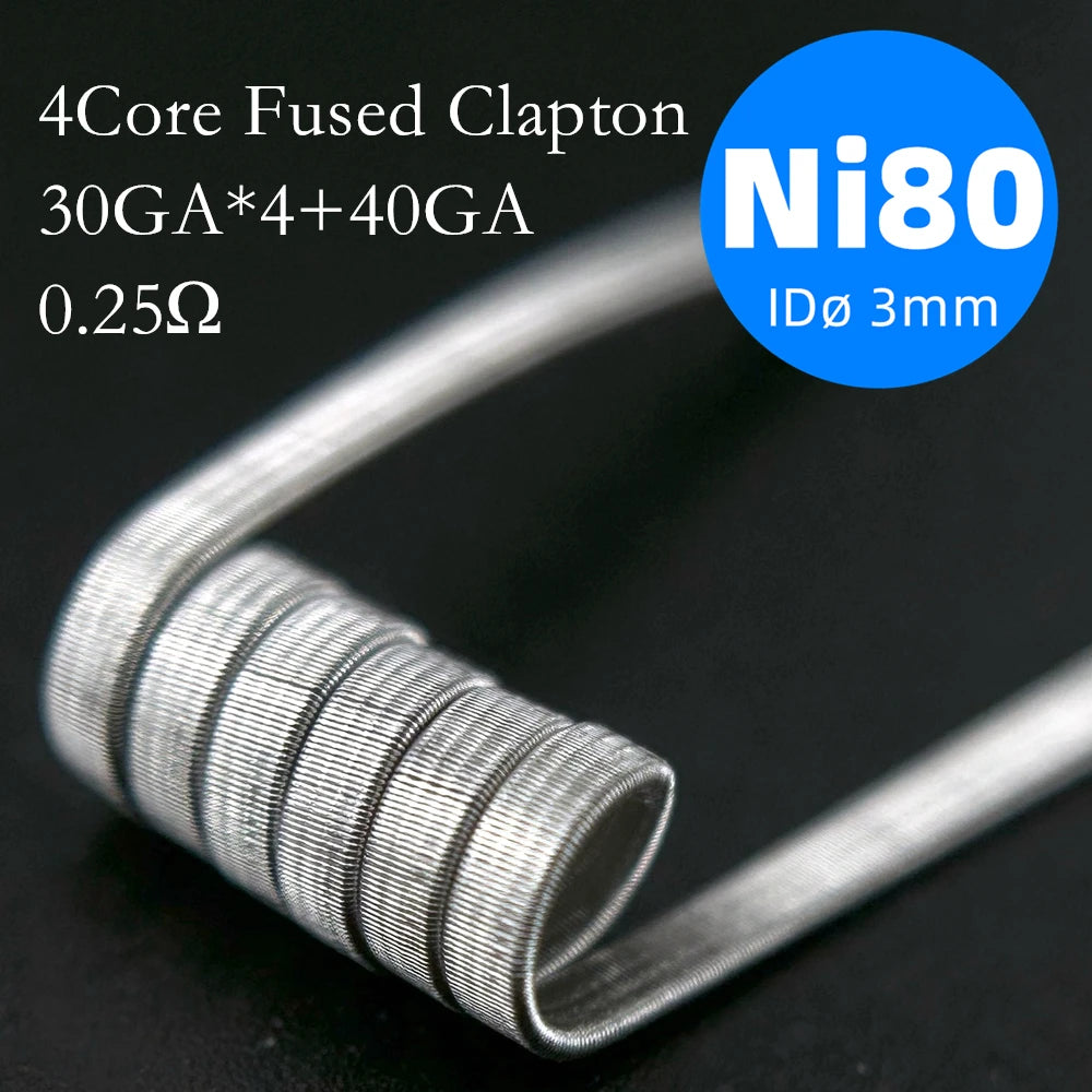 21-Pack PreMade 3mm Resistance Wire Coils — Jaw Clips, Springs, A1/SS316L/Ni80 for Vaping Builds