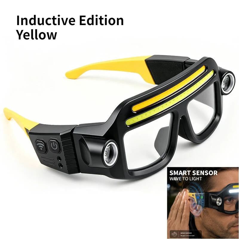 Rechargeable COB LED Glasses Headlight - USB-C Waterproof Adjustable Work Light for Car Repair