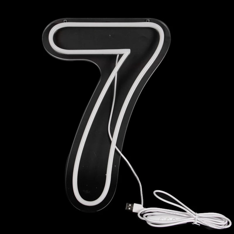 Numbers Neon Sign 0–9 – Acrylic LED Birthday, Wedding & Business Wall Decor with Switch