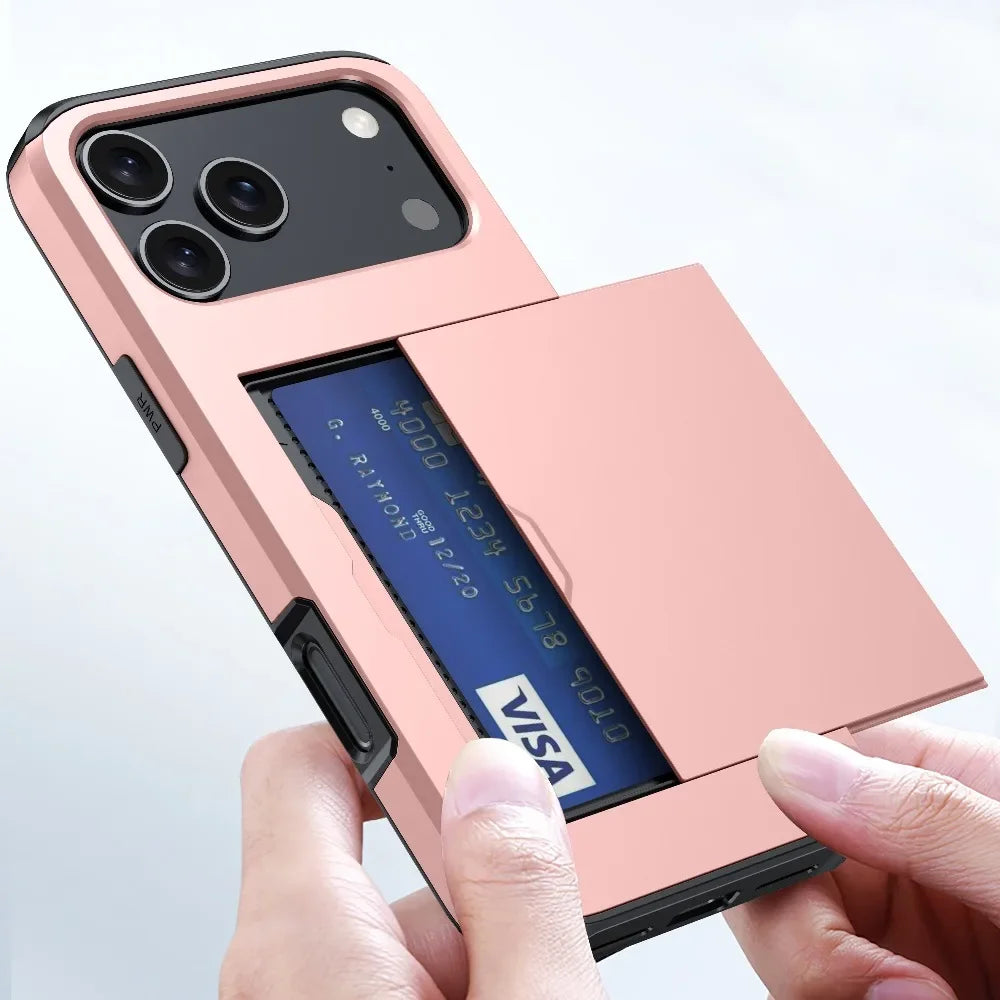 Shockproof iPhone Case with Wallet Card Holder – Protective Cover for iPhone 17, 16, 15, 14, 13, 12, 11 Series, Including Mini & Pro Max