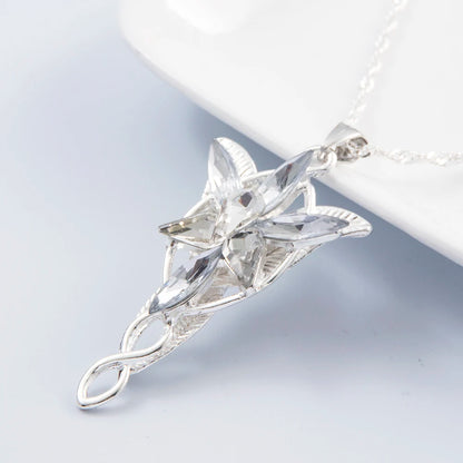 Lord of the Rings Arwen Evenstar Necklace – Elf Princess Crystal Pendant Choker Jewelry Gift for Women