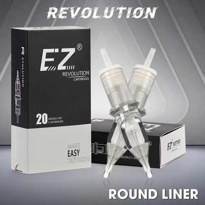 EZ Revolution RC0803RLT Tattoo Cartridge Needles - Round Liner Super Tight 7mm Taper for Rotary Pen Machine 20-Pack