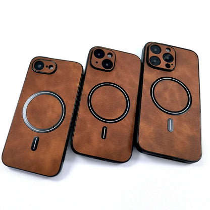 Luxury PU Leather MagSafe Case - Premium Wireless Charging Cover for iPhone 17, 16, 15, 14, 13 & 12 Pro Max