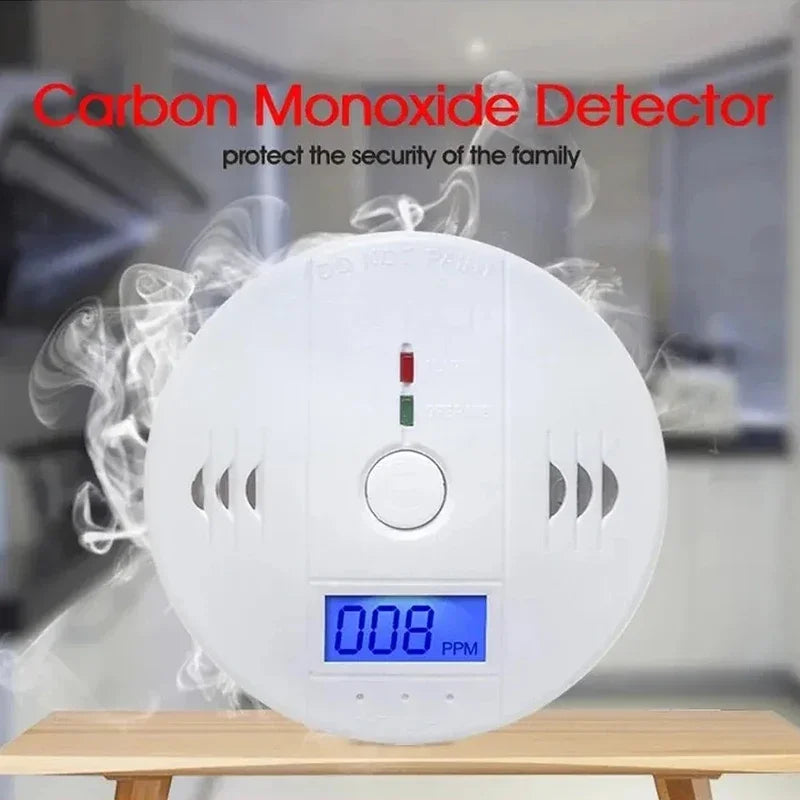Carbon Monoxide & Smoke Alarm - LCD Wireless CO Detector with Toxic Gas Leak and Fire Sound Alarm for Home Safety