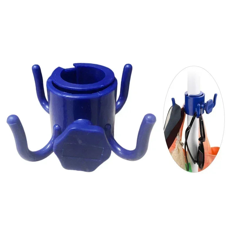 Durable Beach Umbrella Hanging Hook - 4 Prongs Screw Lock ABS Towels Camera Bags Clothes Hanger Camping Holder Trip Clip
