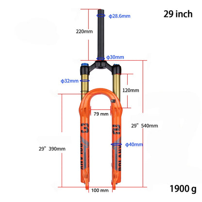 BOLANY Mountain Bike Fork – 29 Inch MTB Air Suspension, Shock Absorbing Fork for Downhill & MTB Bikes