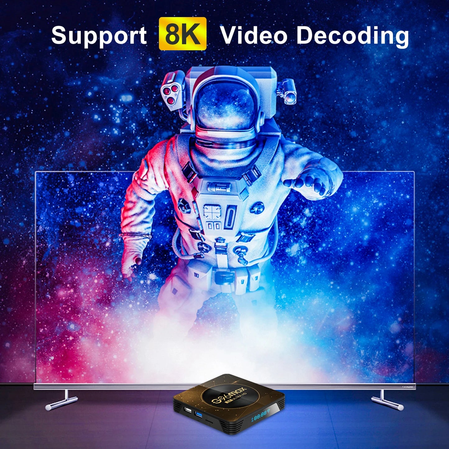 Android 13 8K Ultra HD Smart TV Box, Wifi6, 4GB/64GB, Fast Media Player, Netflix, YouTube, ATV MAXA13