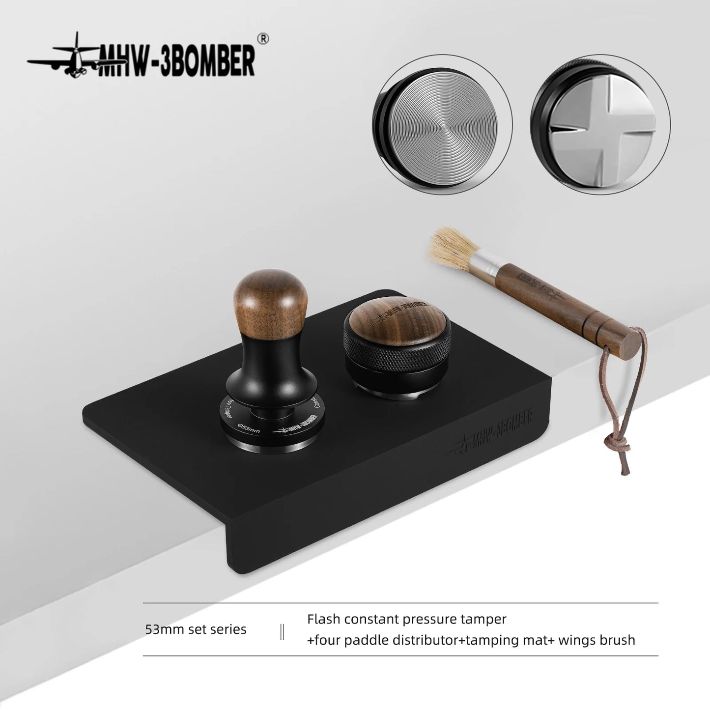 MHW-3BOMBER 30lb Calibrated Coffee Tamper – 51mm/53mm/58mm Flat Espresso Tamper with Spring-Loaded Pressure for Baristas