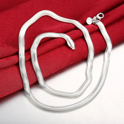 1MM 925 Sterling Silver Snake Chain Necklace – High-Quality Fashion Jewelry for Men & Women