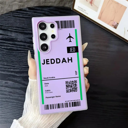 Saudi Arabia Plane Ticket Phone Case - Clear Soft Shockproof 2-in-1 Cover for Samsung Galaxy S25 S24 S23 Ultra