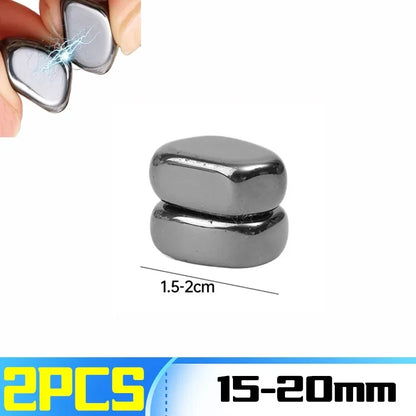 2/60x Irregular Polished Lodestone Magnets – Mini Magnetic Stones for Fridge, Whiteboard, Locker & Office Use