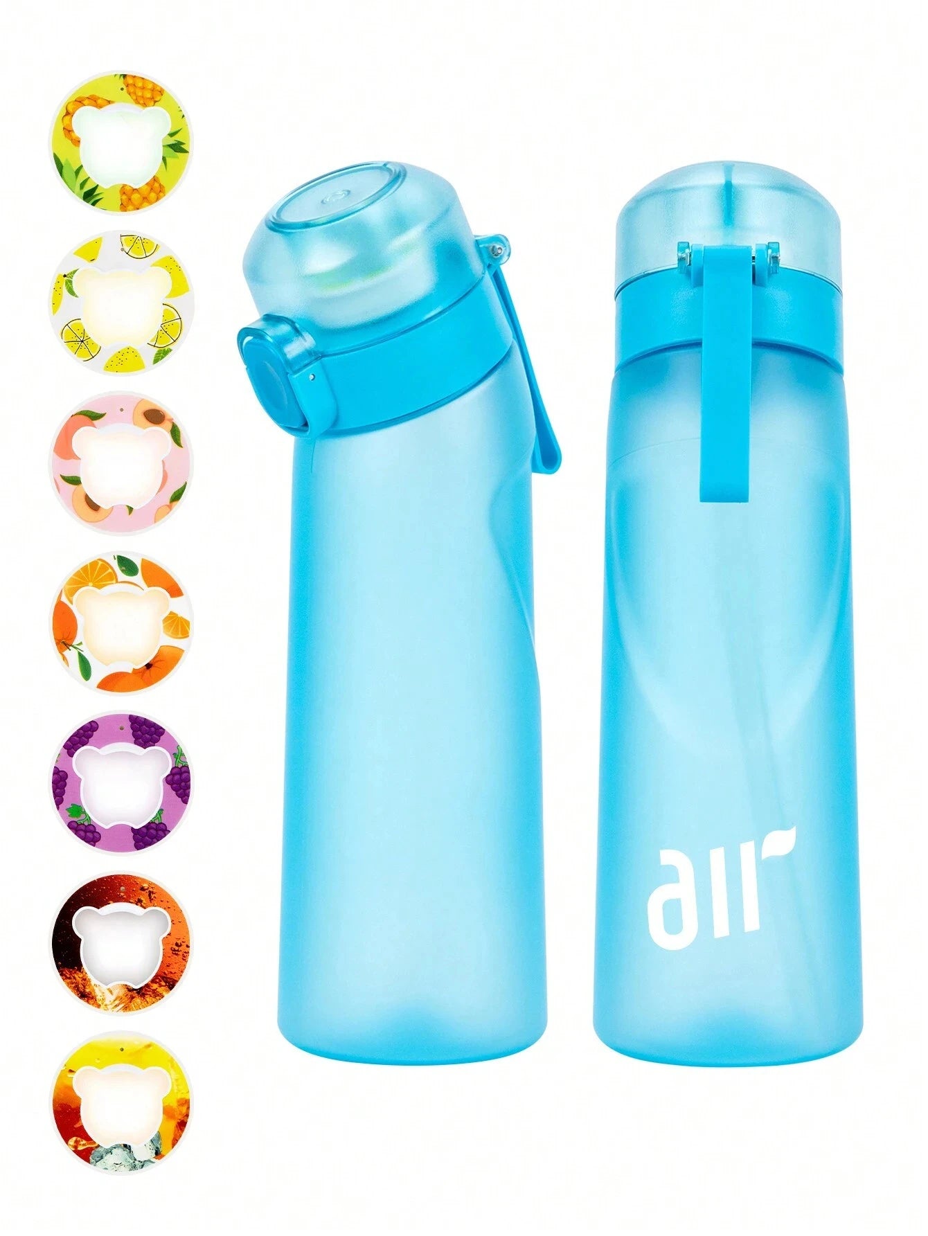 Portable Air Water Bottle with Straw – Leak-Proof Transparent Bottle with 1 Random Flavor Pod for Outdoor Sports