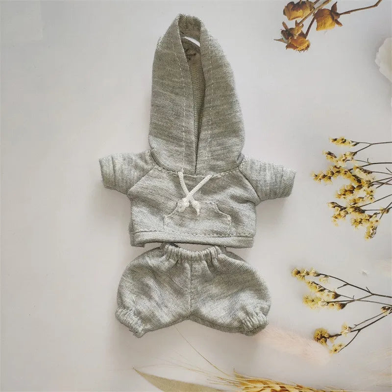 Ropa Labubu Clothes Set for 15/17cm V1/V2 Plush Dolls – Hooded Sweatshirt & Pants | Doll Outfit Accessories & Kid Toy Gift