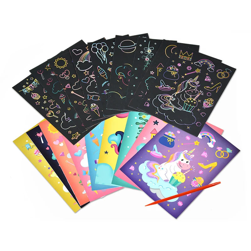 Children’s Scratch Painting Set – Colorful Cartoon DIY Drawing Toy for Early Education & Birthday Gifts