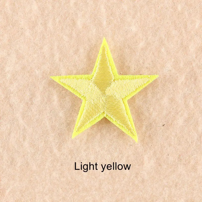 10Pcs Mini Star Embroidery Iron-On Patches – DIY Clothing Appliques Pentagram Stickers for Jackets, Jeans & Bags (Black, White, Gold)