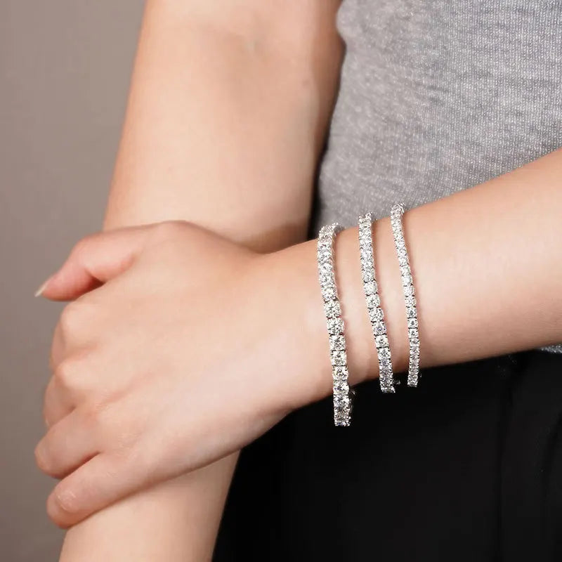 Sterling Silver 925 Moissanite Tennis Bracelet – 0.3CT Full Row Sparkling Moissanite Jewelry