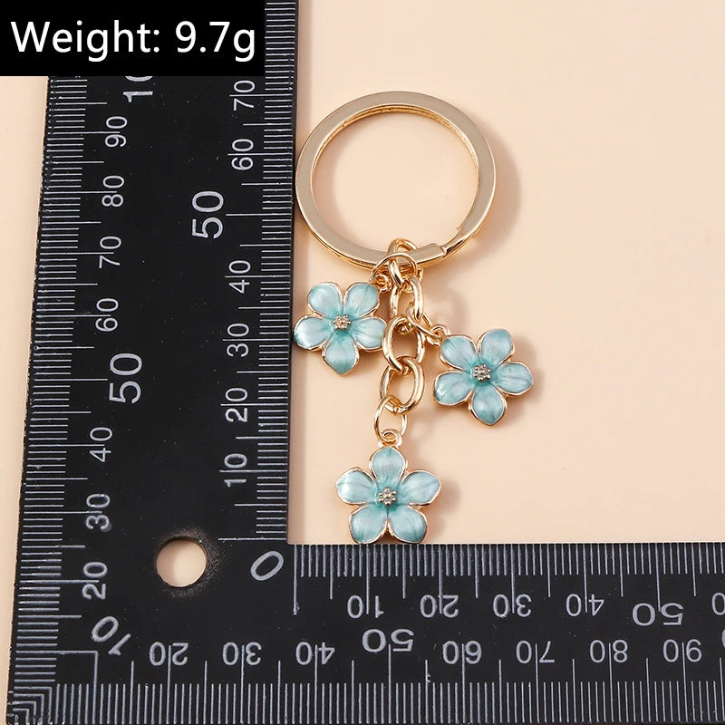 Sakura Flower Enamel Keychain - Colorful Cute Key Ring Handbag Accessory Gift for Women & Girls