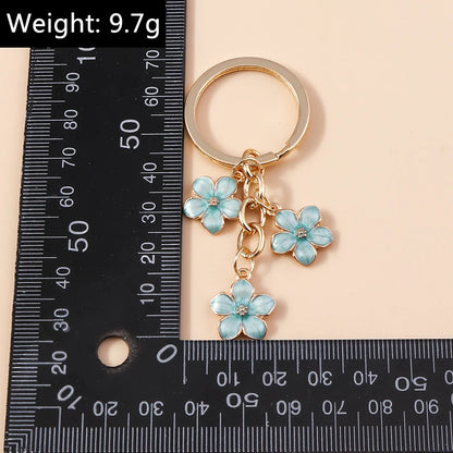 Sakura Flower Enamel Keychain - Colorful Cute Key Ring Handbag Accessory Gift for Women & Girls