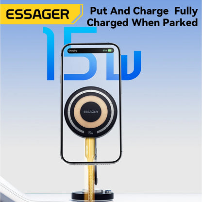 Essager Magnetic Wireless Car Charger – 15W Fast Charging Phone Holder Mount for MagSafe iPhone 15/14/13 Pro Max