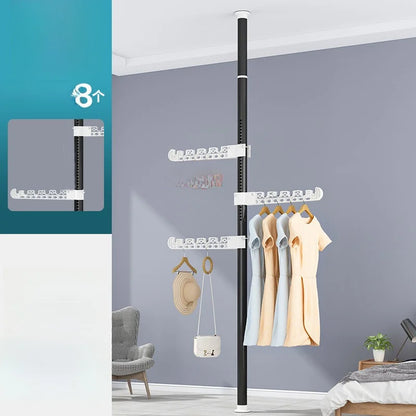 High-Bearing Floor-to-Ceiling Clothes Drying Rod — Indoor Hanging Rack, No Drilling Required