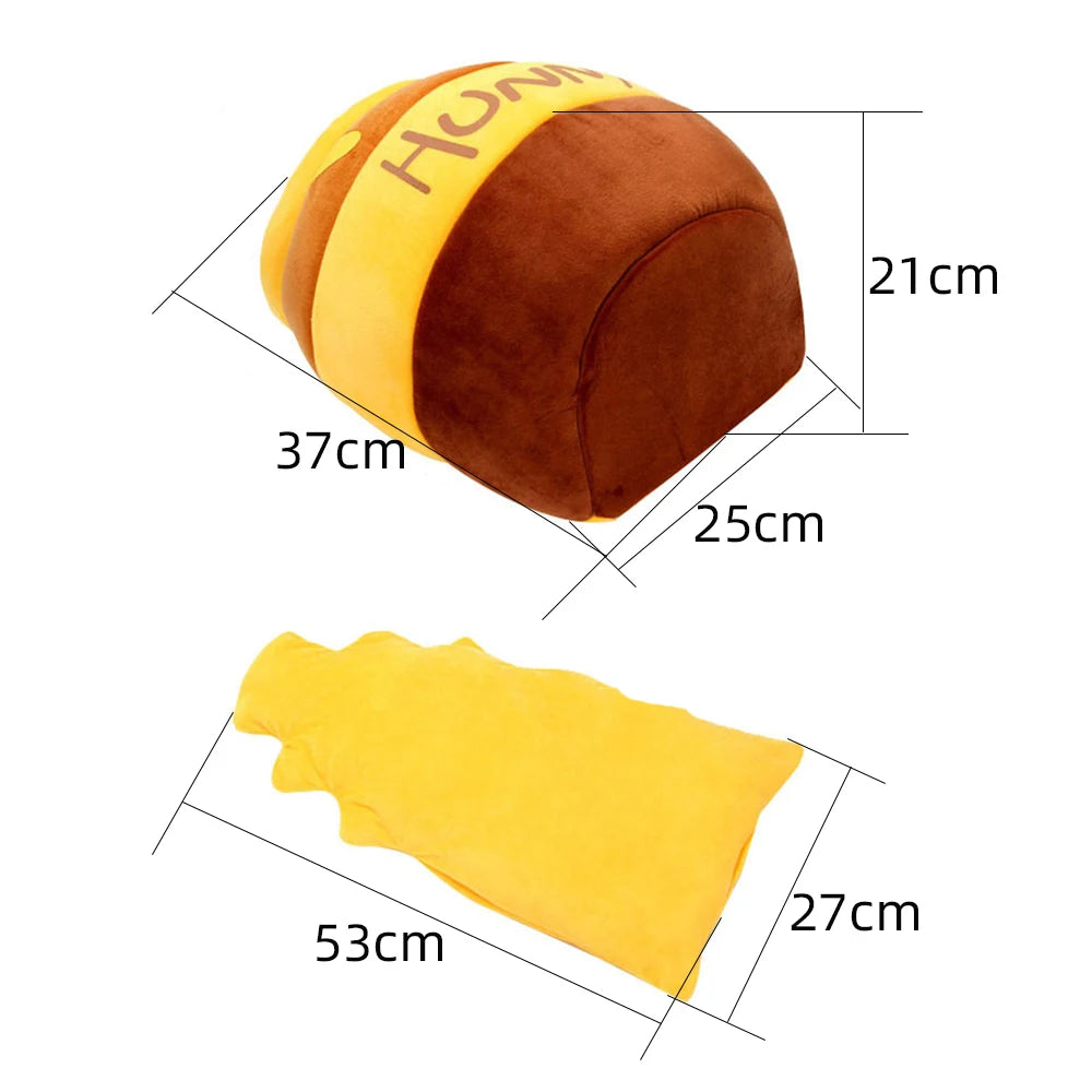 Honey Jar Shape Cat Bed House - Removable Plush Mat for Cats, Four Seasons Cushion Basket - Machine Washable Pet Accessories