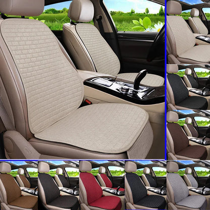 Universal Car Flax Seat Cushion Protector - Front and Rear Seat Cover Pad with Backrest Mat for Automotive Interiors