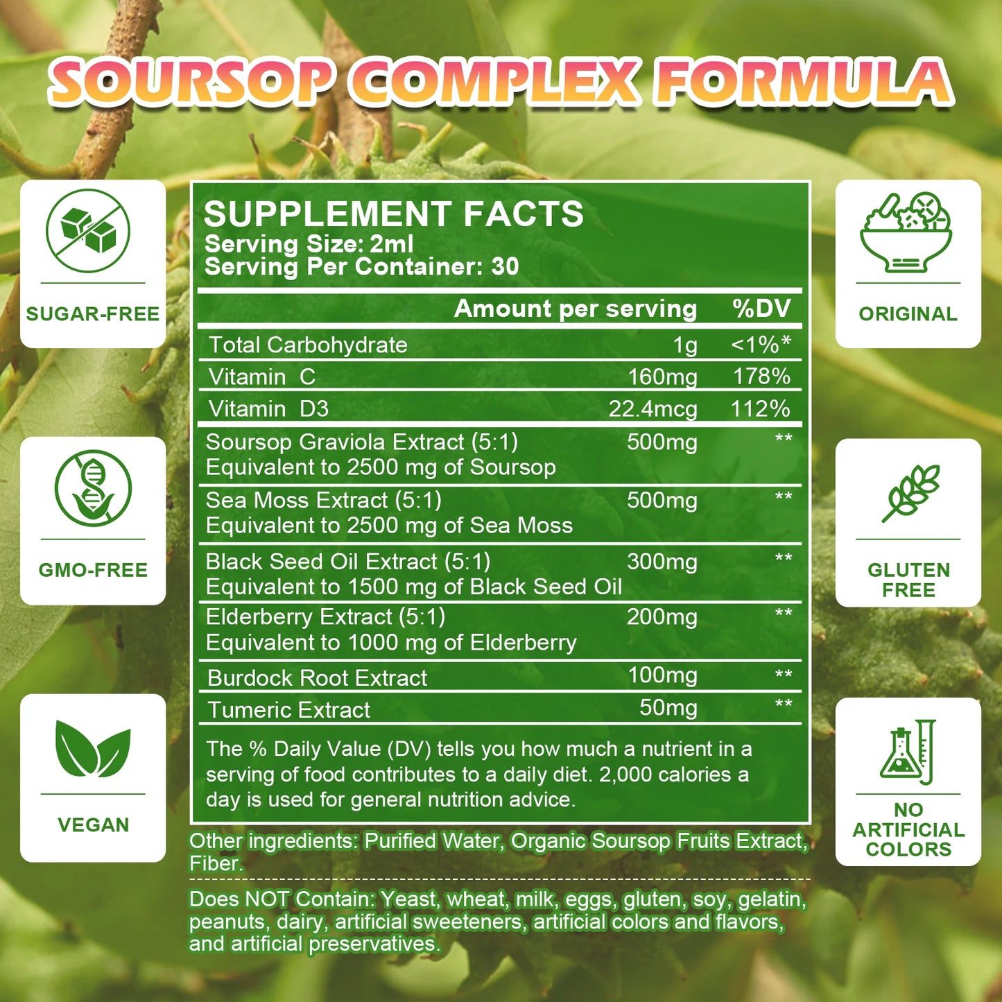 BEWORTHS 60ml Soursop Graviola Extract Drops – Immunity, Kidney Health, Detox & Antioxidant Support, Gluten-Free