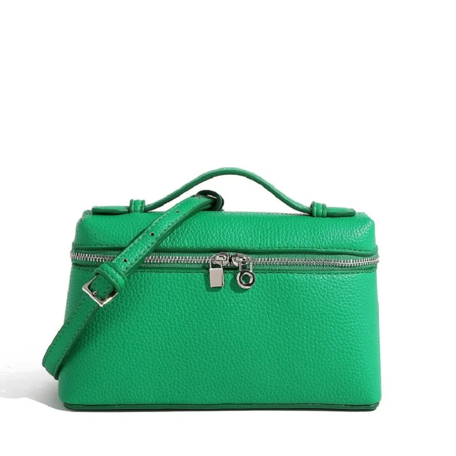 Lychee Grain Mini Shoulder Bag - Elegant Women’s Fashion Crossbody Handbag with Lunch Box Style Design