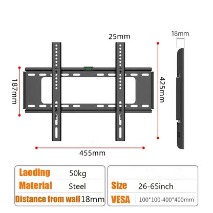 26–65in Universal TV Wall Mount – Adjustable Low Profile Bracket for LCD & LED Monitors